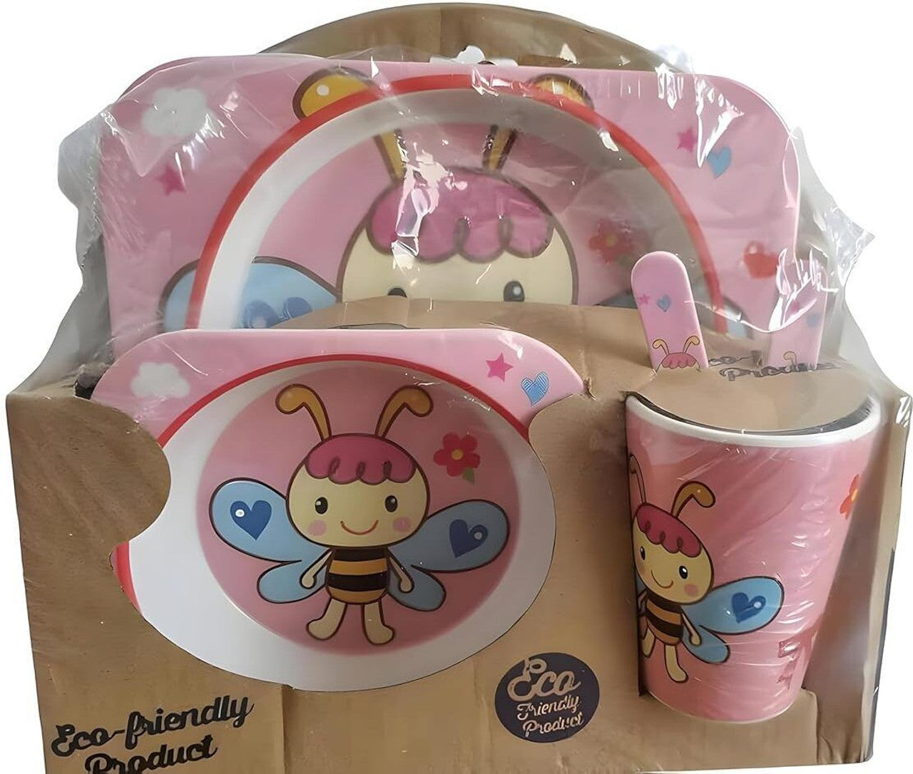 Bamboo Kids Dinner Set Cartoon Design
