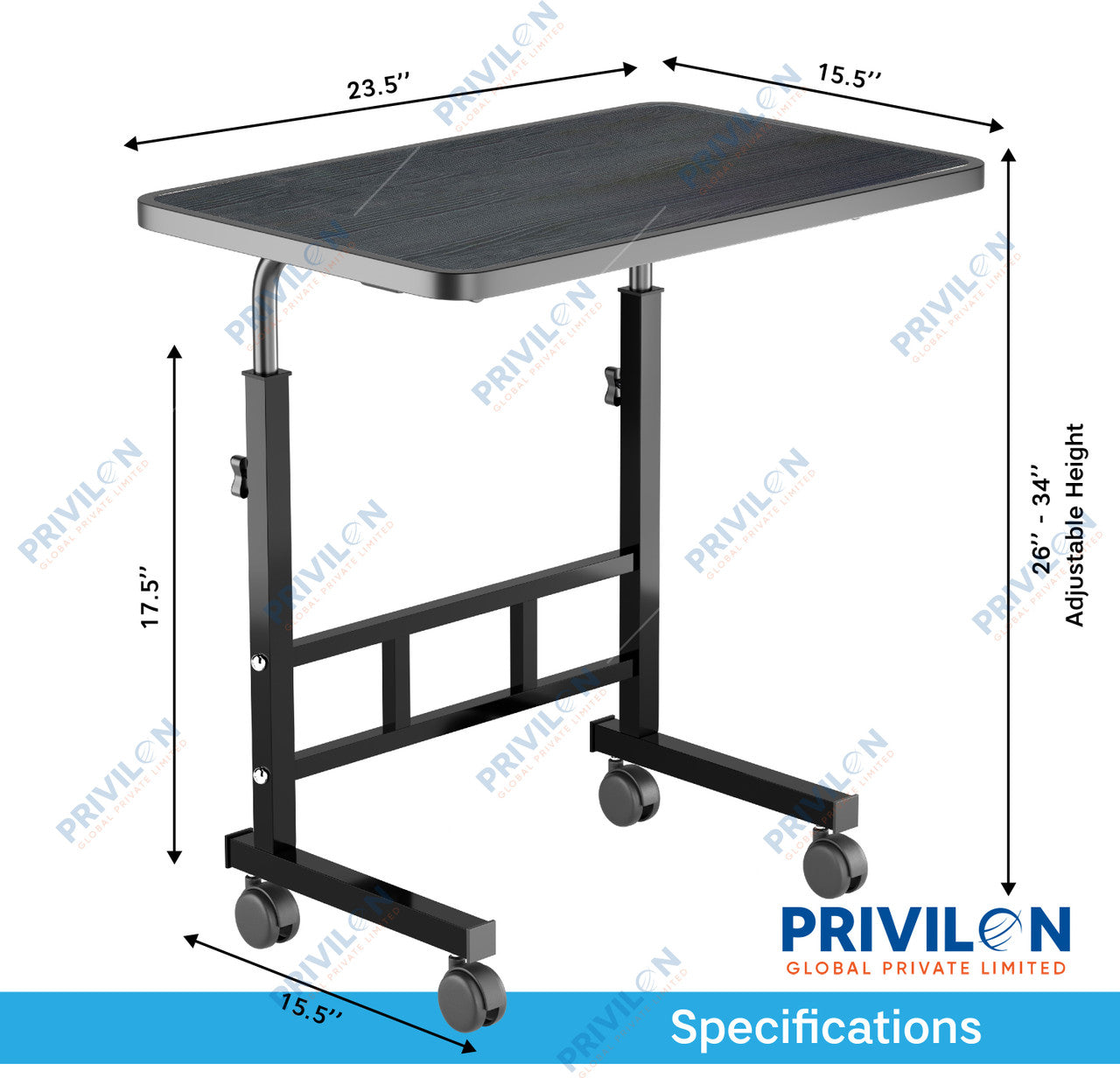PRIVILON HEIGHT ADJUSTABLE Metal Portable Laptop Table