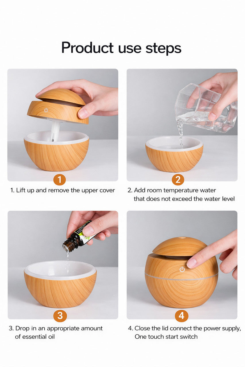 Zivika Diffuser Wood Grain Aroma Diffuser (130 ml)