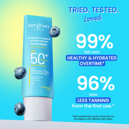 Dot & Key Sunscreen - SPF 50 PA++++ Blueberry Hydrate Barrier Repair,In-Vivo Tested, with Ceramides (30 g)