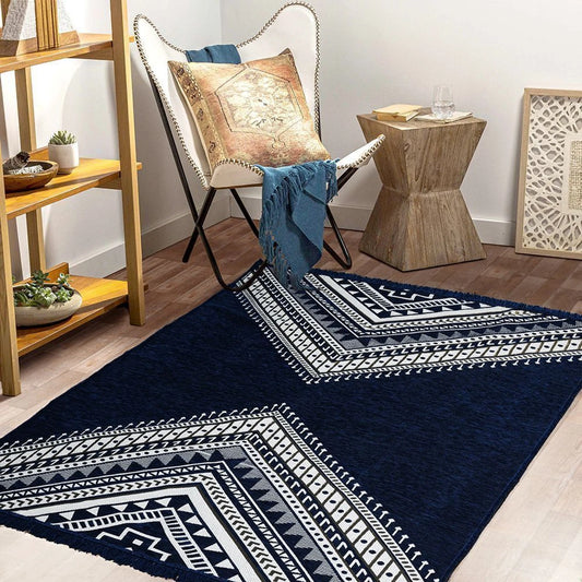 BSB HOME 152 cm  X 213 Chenille Carpet (Rectangle, Light Blue)