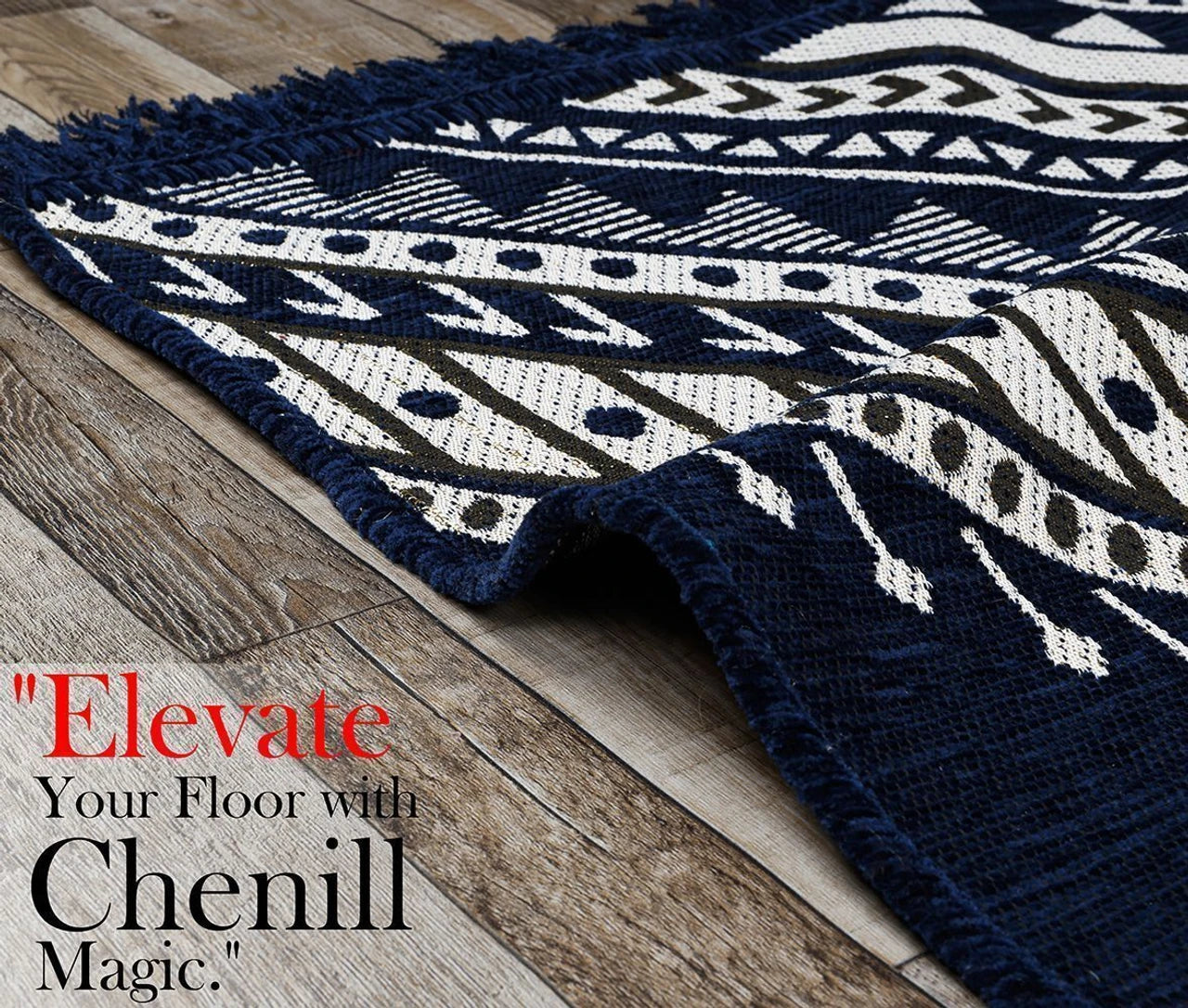 BSB HOME 152 cm  X 213 Chenille Carpet (Rectangle, Light Blue)