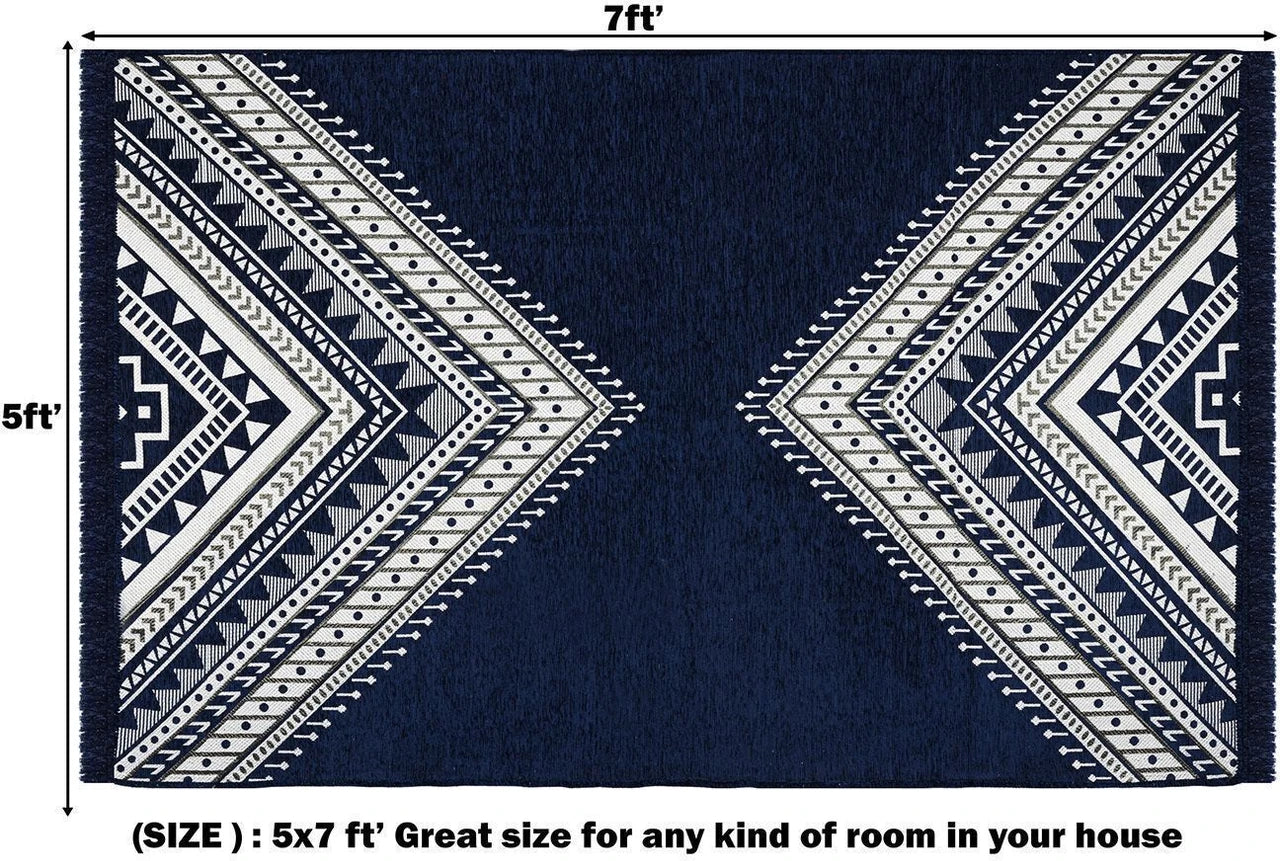 BSB HOME 152 cm  X 213 Chenille Carpet (Rectangle, Light Blue)