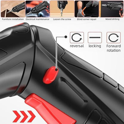 47 in 1 Cordless Electric Screwdriver Set with LED Light, Rechargeable 4.2V, Rotatable Handle, Drill Bits and Socket Set for Home DIY Repair