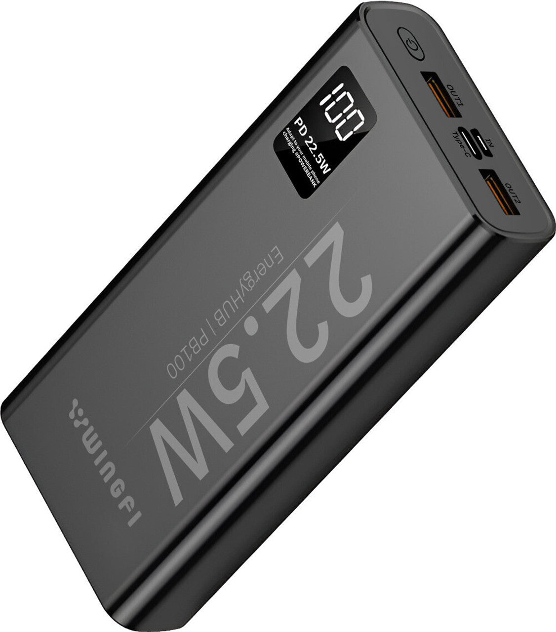 WINgFI 20000 mAh 22.5 W Compact Power Bank (Black, Lithium Polymer, Quick Charge 4.0, Power Delivery 3.0 for Mobile)