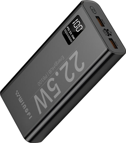 WINgFI 20000 mAh 22.5 W Compact Power Bank (Black, Lithium Polymer, Quick Charge 4.0, Power Delivery 3.0 for Mobile)