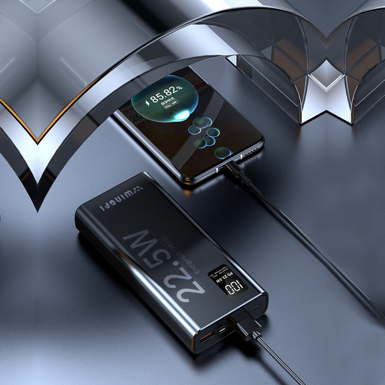 WINgFI 20000 mAh 22.5 W Compact Power Bank (Black, Lithium Polymer, Quick Charge 4.0, Power Delivery 3.0 for Mobile)