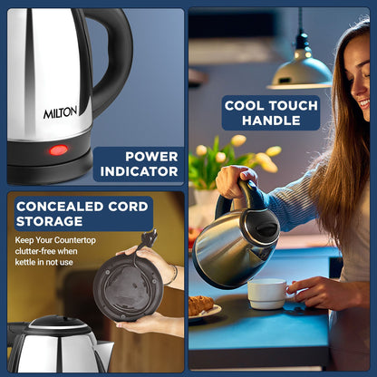 MILTON GO ELECTRO Electric Kettle (1.8 L, Silver)