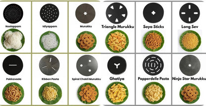 electric idiyappam/noolappam/muruke/noodles/pasta maker 12 in 1