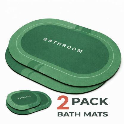 DestinyHome Rubber Bathroom Mat (Green, Pack of 2, Medium)
