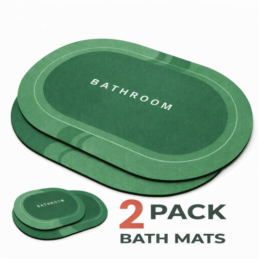 DestinyHome Rubber Bathroom Mat (Green, Pack of 2, Medium)