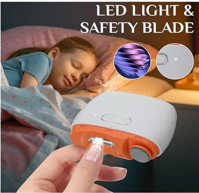 Electric Nail Clipper with LED Light – USB Rechargeable 2 in 1 Automatic Nail Trimmer & Nail File with 2 Speeds – Anti-Splash Nail Cutter with Dust Bin – Tool for Baby, Kids & Adults