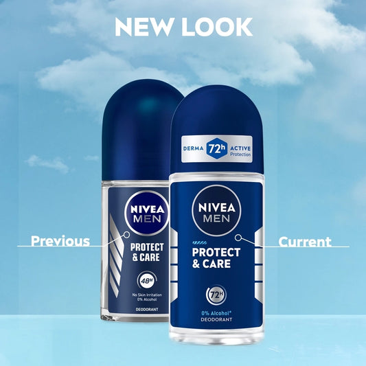Nivea Men Protect & Care Combo, Antibacterial 72h Protection, Long Lasting Freshness Deodorant Roll-on  -  For Men (100 ml, Pack of 2)