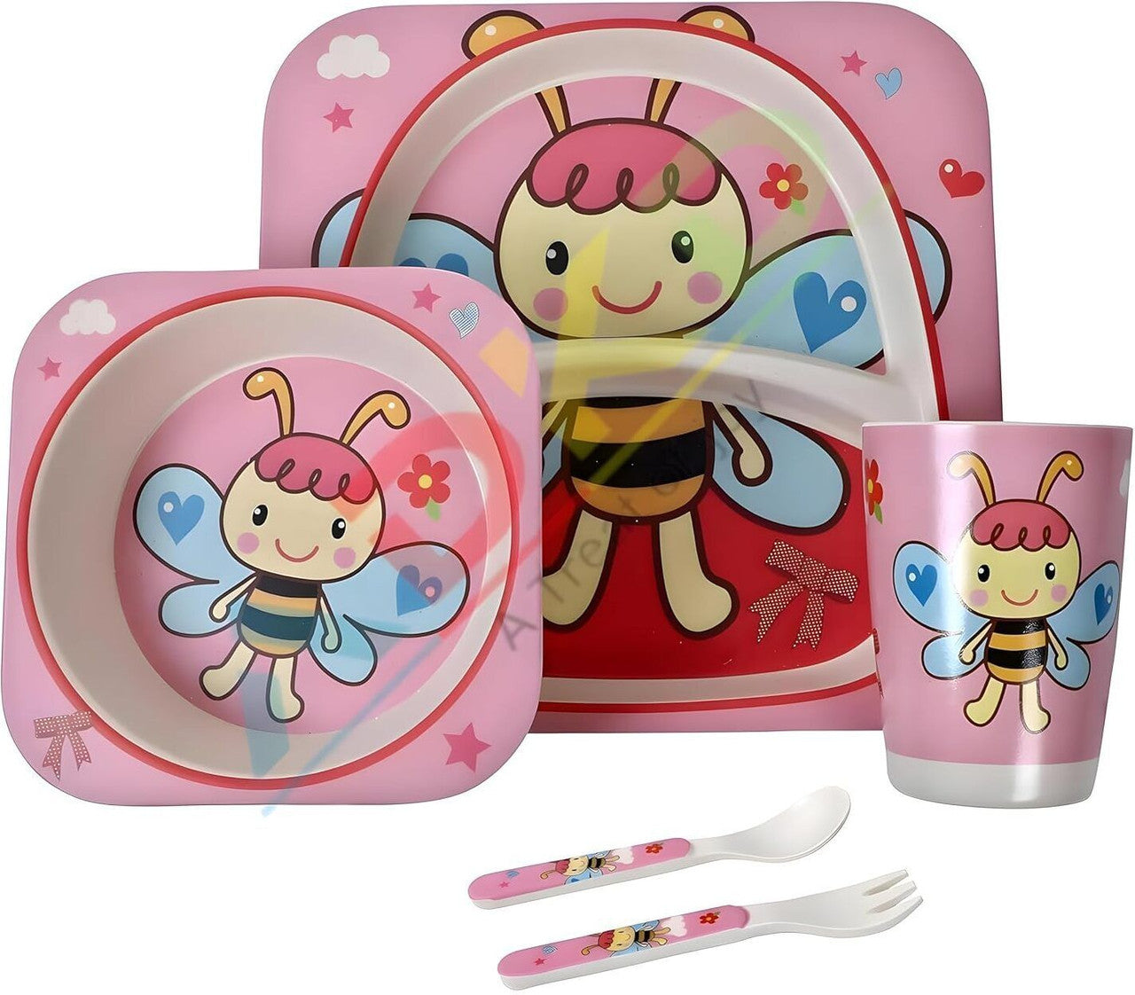 Bamboo Kids Dinner Set Cartoon Design