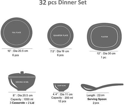 City Gold Pack of 32 Melamin Food Grade Quality the World Trust, No Haldi Stain, No Oil Stain, No Achar Stain Dinner Set (Pink, White)