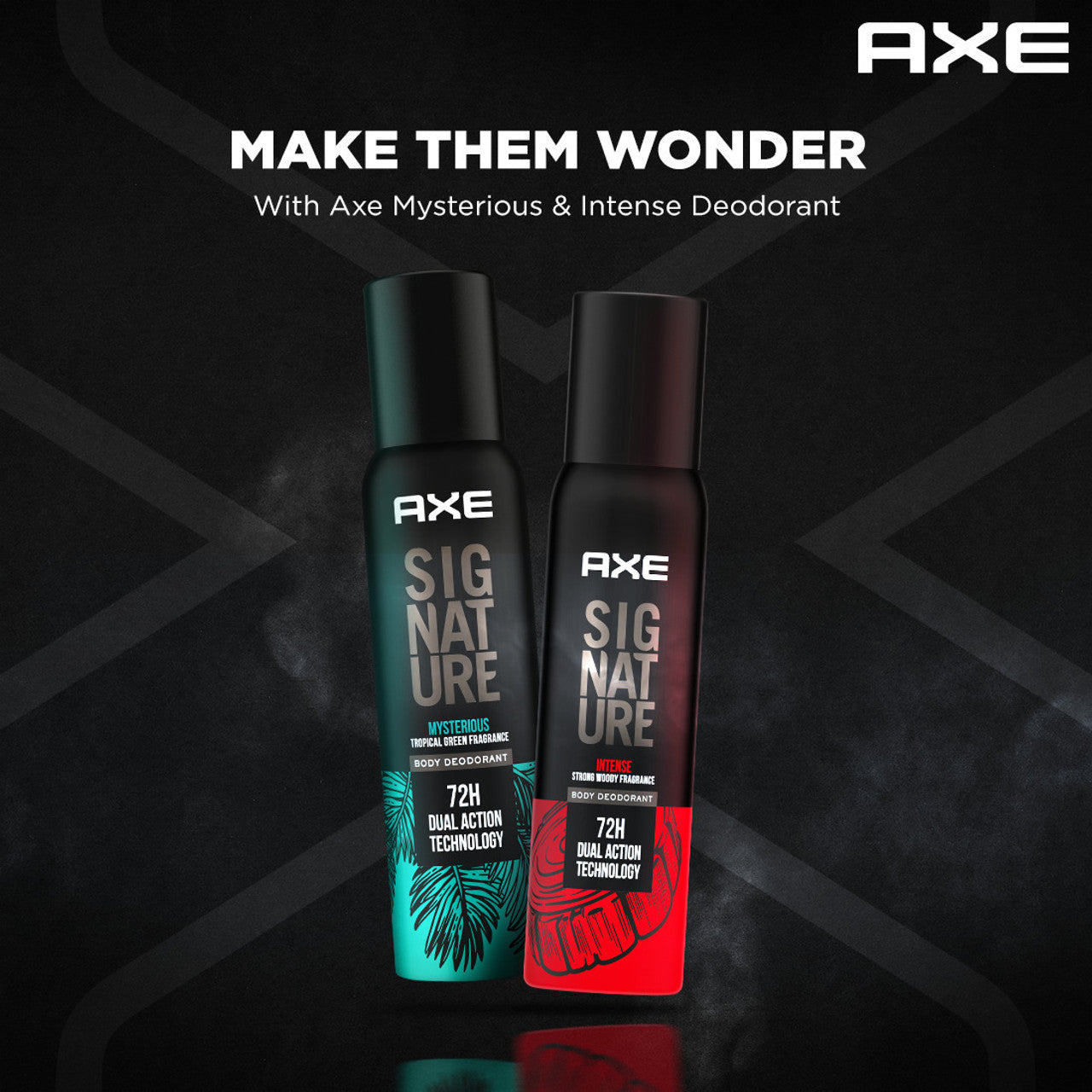AXE Signature Mysterious and Intense Deodorant No Gas Body Perfume Body Spray  -  For Men (400 ml, Pack of 2)