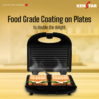 Kenstar KTG02KGPR1-DBH / KTG02KGPR1-DAR / KTG02KGPR0-DBM Grill Sandwich Maker (Black)