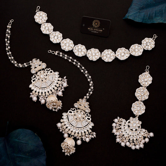 brado jewellery Brass Gold-plated White Jewel Set (Pack of 1)