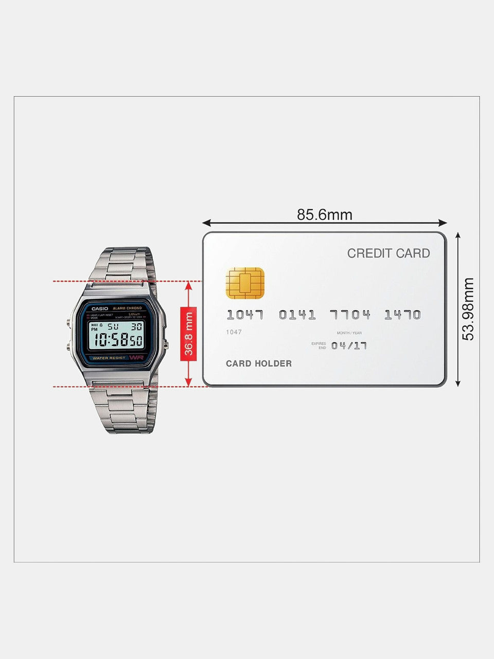CASIO Vintage A158WA-1DF Black Dial Silver Stainless Steel Band Digital Watch  - For Men & Women D011