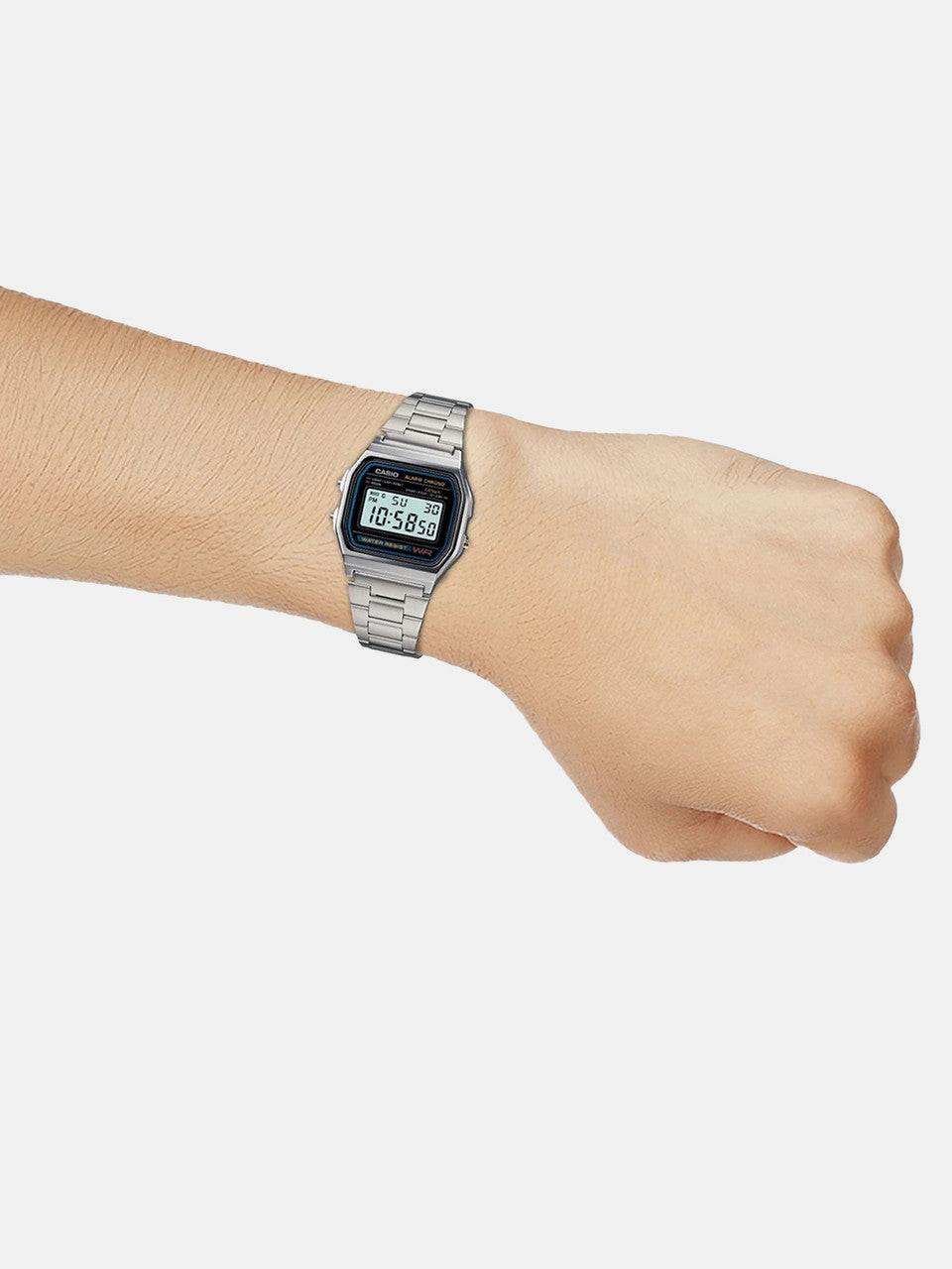 CASIO Vintage A158WA-1DF Black Dial Silver Stainless Steel Band Digital Watch  - For Men & Women D011