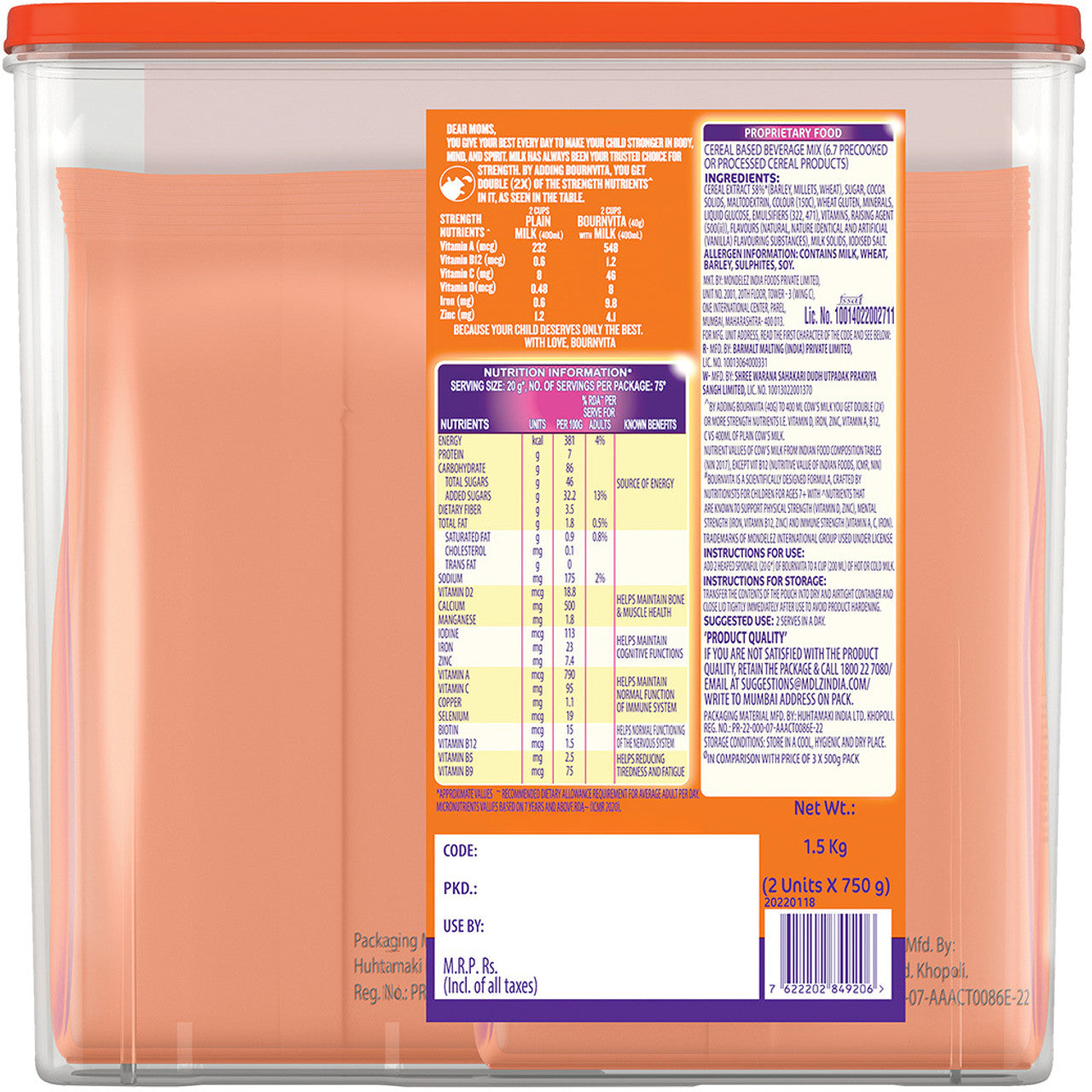 BOURNVITA Chocolate Nutrition Drink (1500 g)