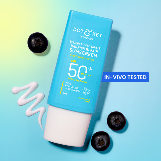 Dot & Key Sunscreen - SPF 50 PA++++ Blueberry Hydrate Barrier Repair,In-Vivo Tested, with Ceramides (30 g)