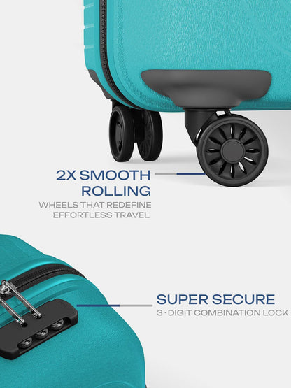 SAFARI Small Cabin Suitcase (55 cm) 8 Wheels - Eclipse Neo 55 - Teal, Silver