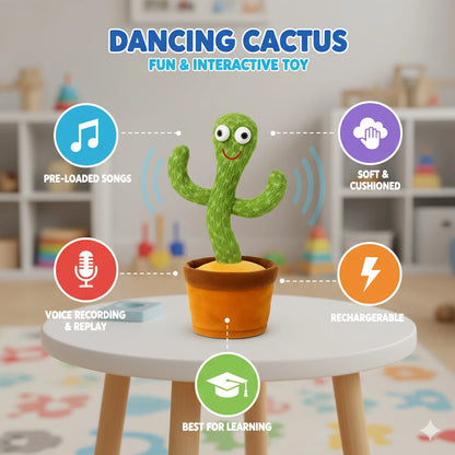 Pookie Toys Dancing Cactus Toy (Green, Yellow, Brown)