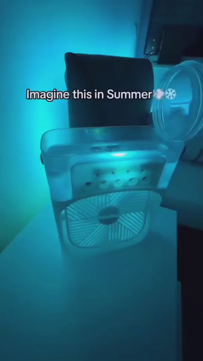 Portable Air Cooler Fan with Water Tank & USB Power - Mini Personal Evaporative Cooler with 3 Speeds, Mist Humidifier, LED Light, Quiet Cooling for Home, Office, Bedroom (MultiColor)