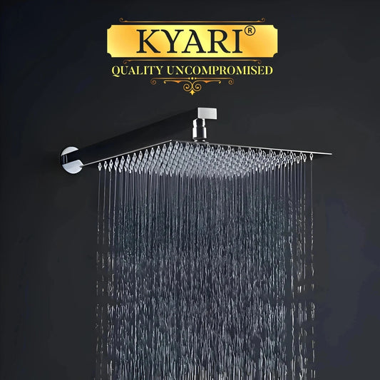 Kyari - PREMIUM 8 x 8 Ultra Slim Shower + EXTRA Heavy Arm Shower Complete Set Handheld