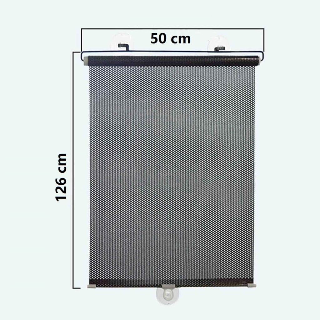 Suction Cup Roller Blind for Windows - Black Mesh UV Sunshade Curtain with Retractable Roll Up Design, Portable Blackout Window Blind for Home, Office, Balcony Privacy Shade