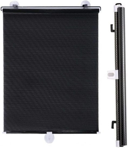 Suction Cup Roller Blind for Windows - Black Mesh UV Sunshade Curtain with Retractable Roll Up Design, Portable Blackout Window Blind for Home, Office, Balcony Privacy Shade