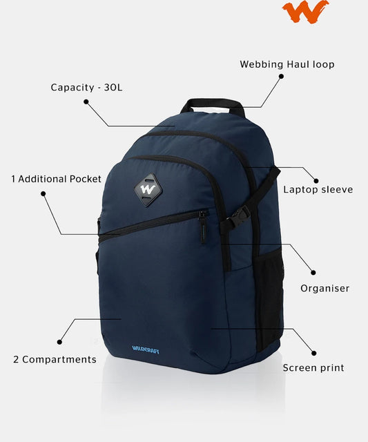 Wildcraft Medium 30 L Laptop Backpack Faber (Blue)