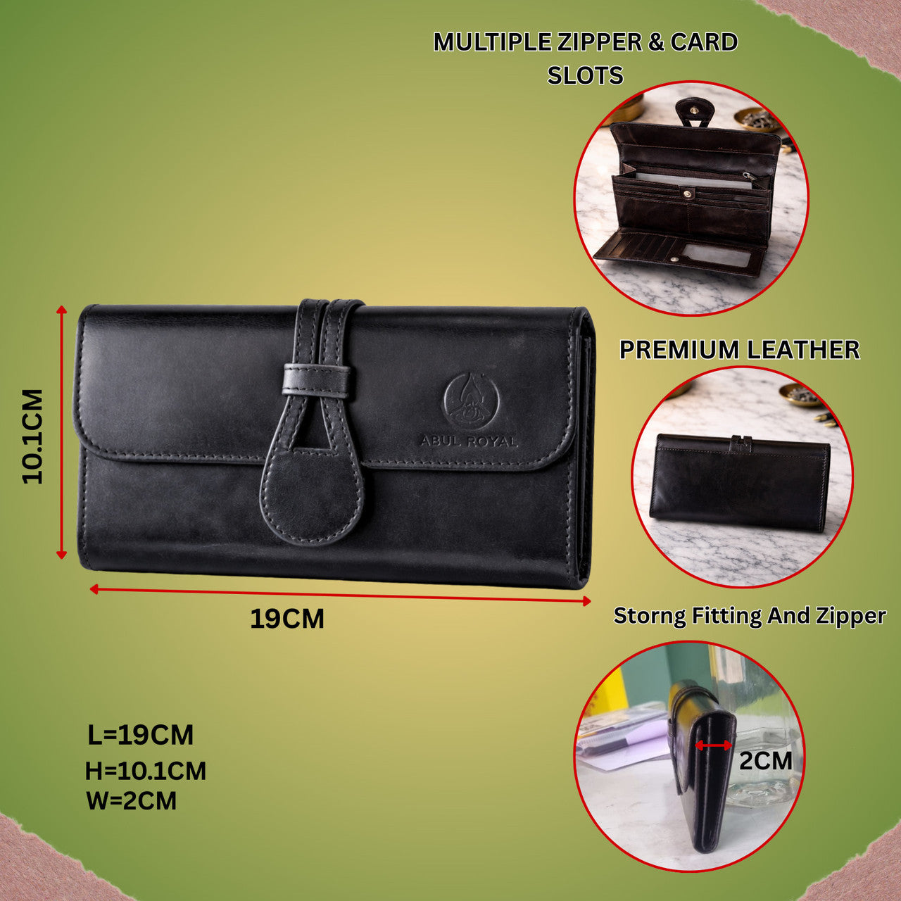 Abul royal Women Trendy, Formal Black Genuine Leather Wallet (6 Card Slots)